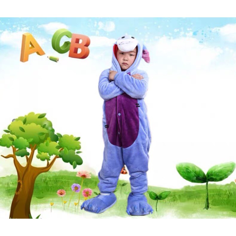 KOSTUM ONESIE EEYORE KUDA NIL KANCIL WINNIE THE POOH COSPLAY PIYAMA ANAK