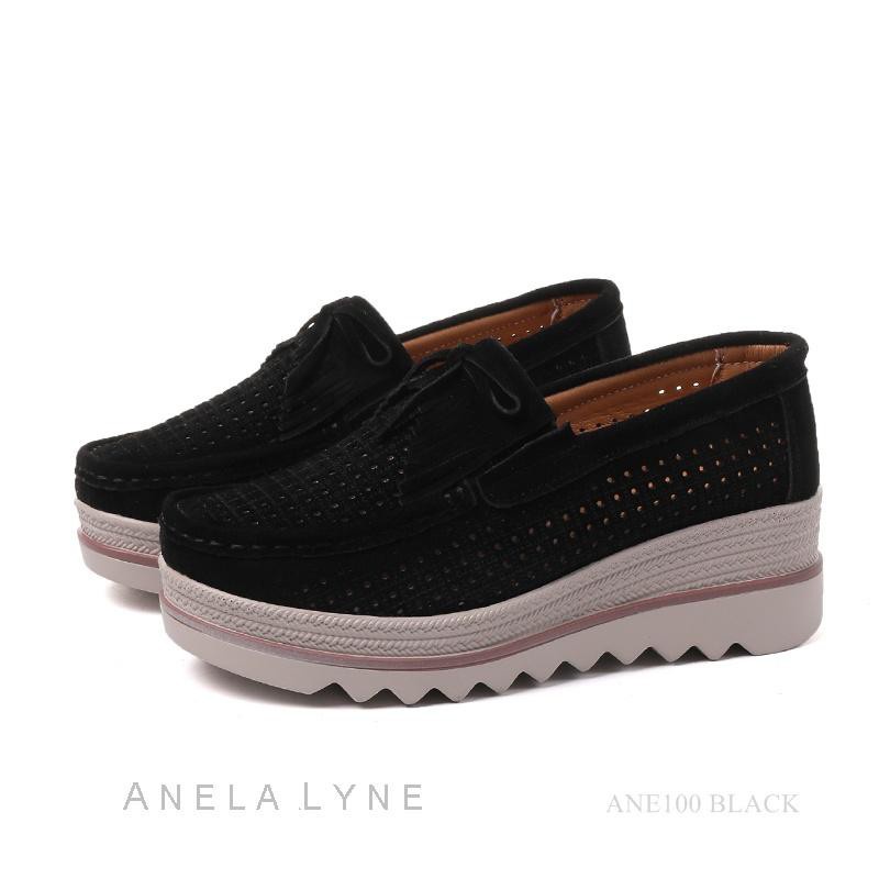 Anela Lyne Ane100 Ranita Sepatu Wedges-BLACK