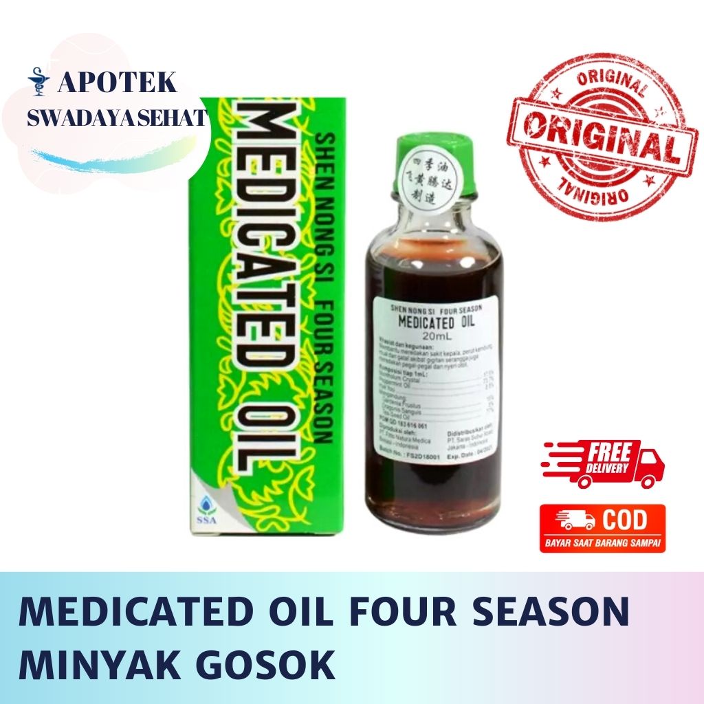 MEDICATED OIL 40ML 20 ML - Minyak Gosok 12 ML Herbal Shen Nong Si Four Season