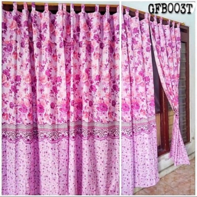 [ PINTU DAN JENDELA ] GORDEN TALI + PONI MOTIF BUNGA SHABY PINK