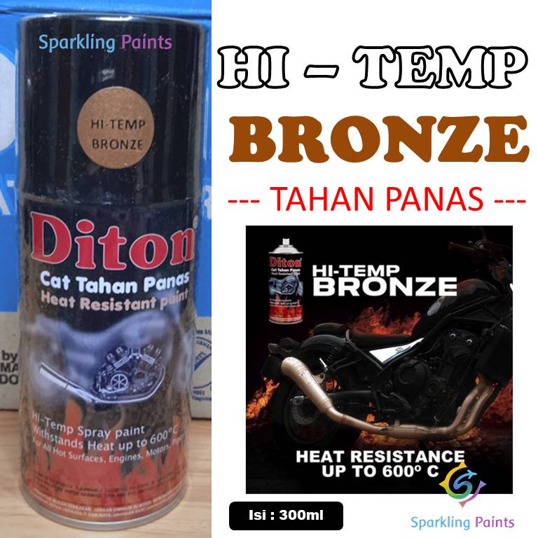 Pilox Diton Hi Temp Bronze ANTI PANAS Bronze 300ml Cat Pilok Hitemp utk Knalpot Mesin Kompor dll