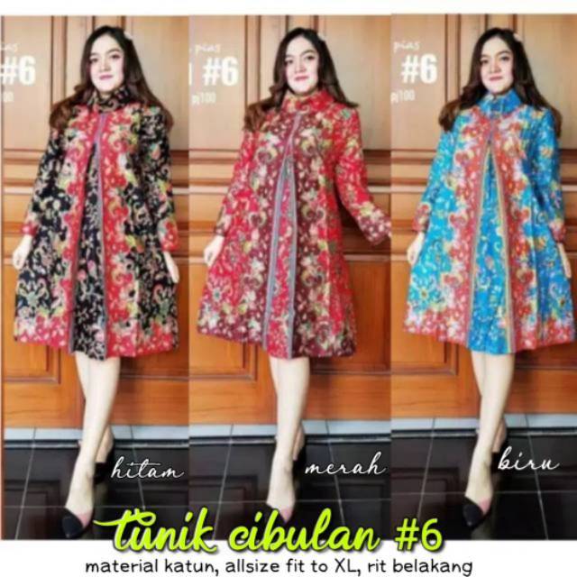 Tunik katun santika pias cibulan #6 atasan batik wanita motif bunga super halus baju aeregam seragaman ibu cewek kekinian