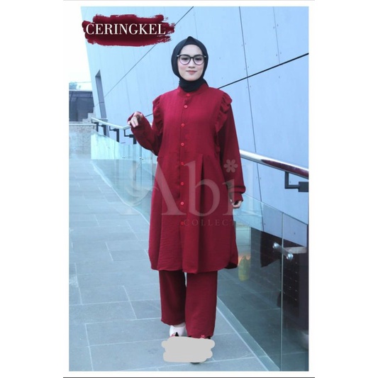 SETCEL  CRINKLE || LONG TUNIK RUBY || BEST SELLER