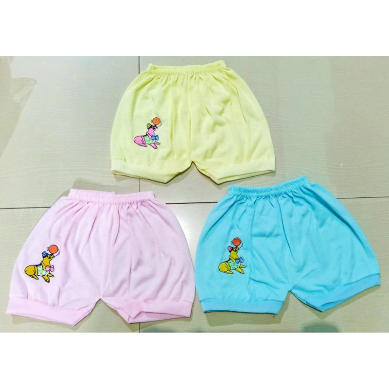 12Pcs Celana Pendek Bayi Murah Polos Bordir Halus Adem Unisex Harga Grosir