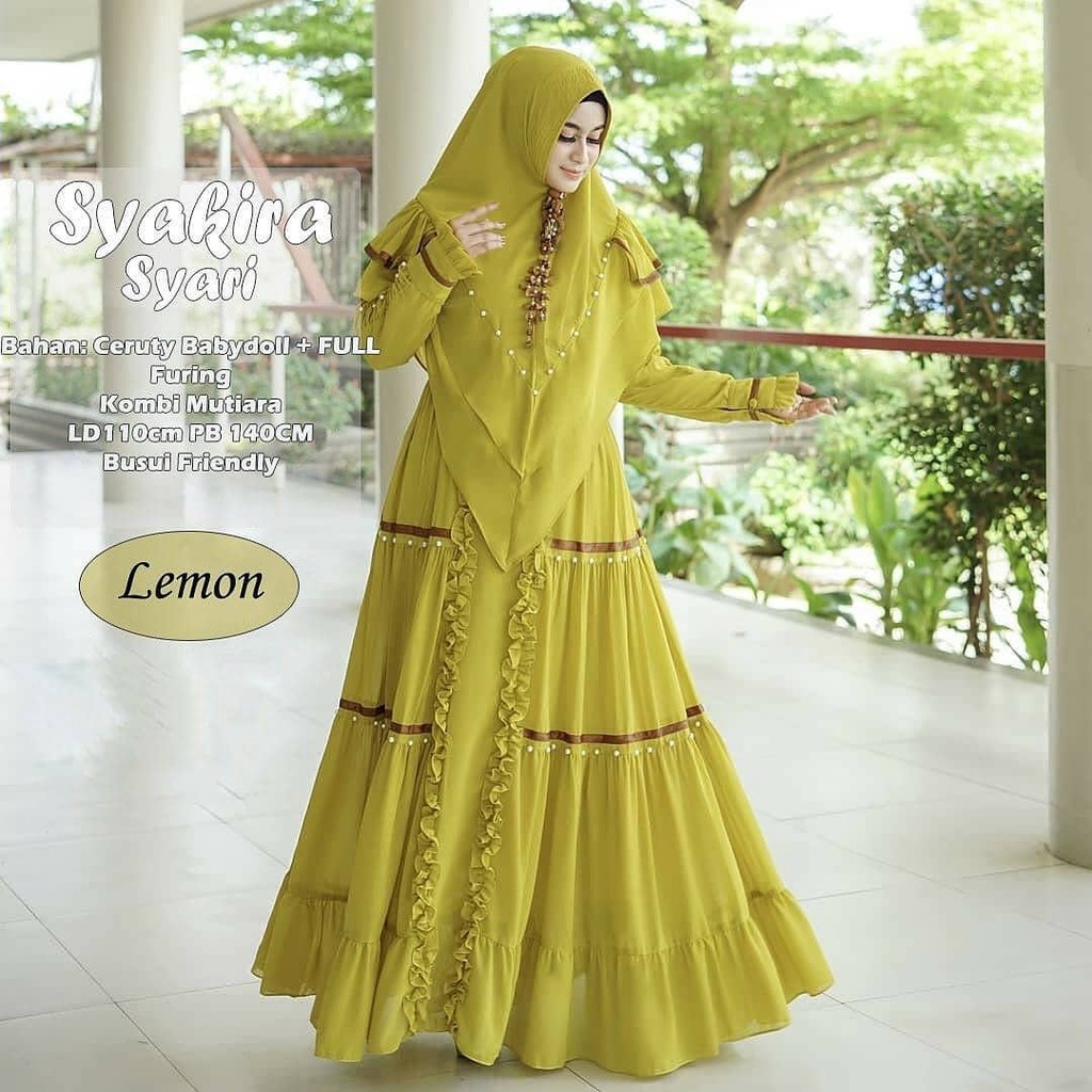 SYAKIRA SYARÍ / SIZE M L XL XXL / Gamis Ceruty / Gamis Syari Terbaru / Gamis Set Khimar Terbaru / Ba