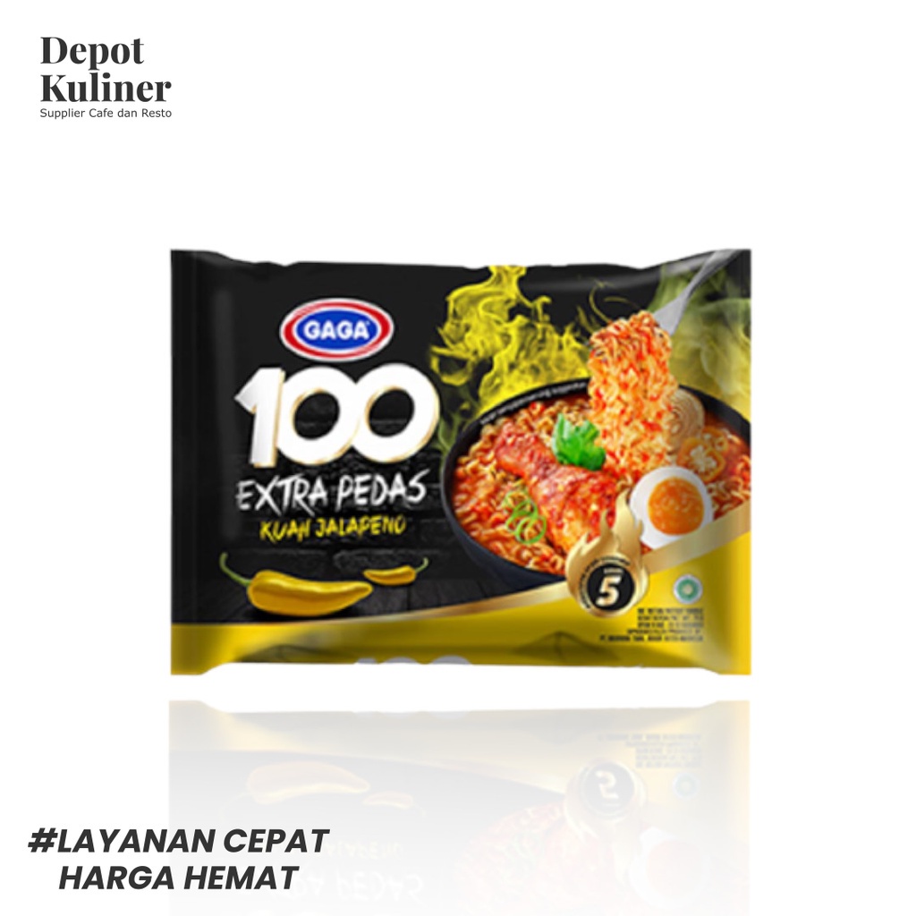 5 Pcs Mie Instant Gaga 100 Extra Pedas Kuah Atau Goreng Jalapeno 75GR