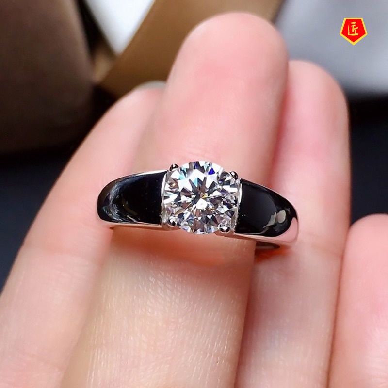 [Ready Stock]Pt950 Platinum Gold 2 Karat Mosanite Diamond Ring Classic Fashion