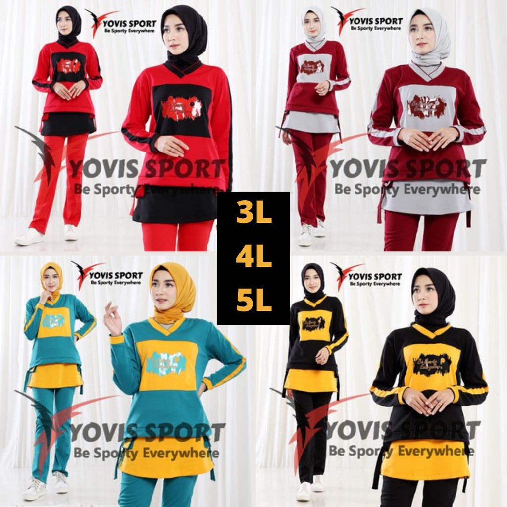 Baju Senam Wanita Muslim Jumbo Setelan Olahraga Wanita Muslimah Yoga Pakaian Zumba Aerobic Muslimah 
