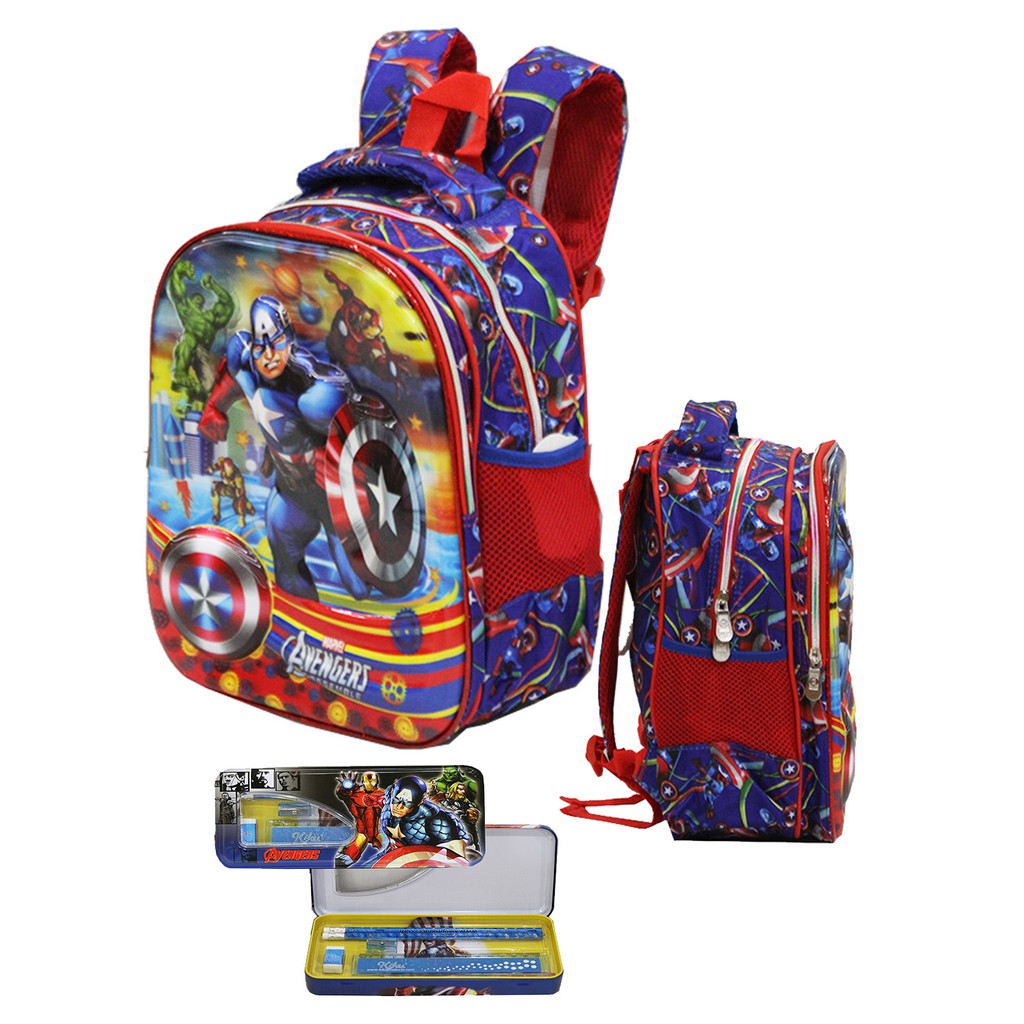 

Tas Ransel TK Import Avengers 5D Timbul Kotak Pensil Alat Tulis Red