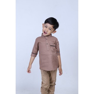  Baju  Muslim  Anak  laki  laki  katun Rami Lengan  Pendek  