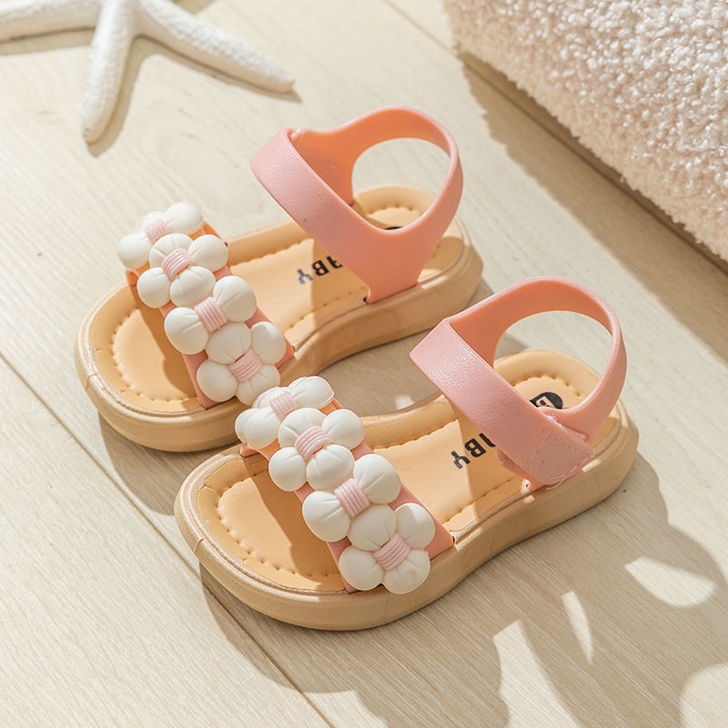 PROMO 12.12 PUNCAK Okaybaby B116 Sandal Anak Perempuan BUNGA POM2 Model Lucu Import Termurah Kekenian