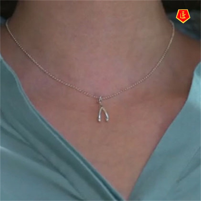 [Ready Stock]Wish Bone Pendant Silver Necklace Fashion Simple Temperament