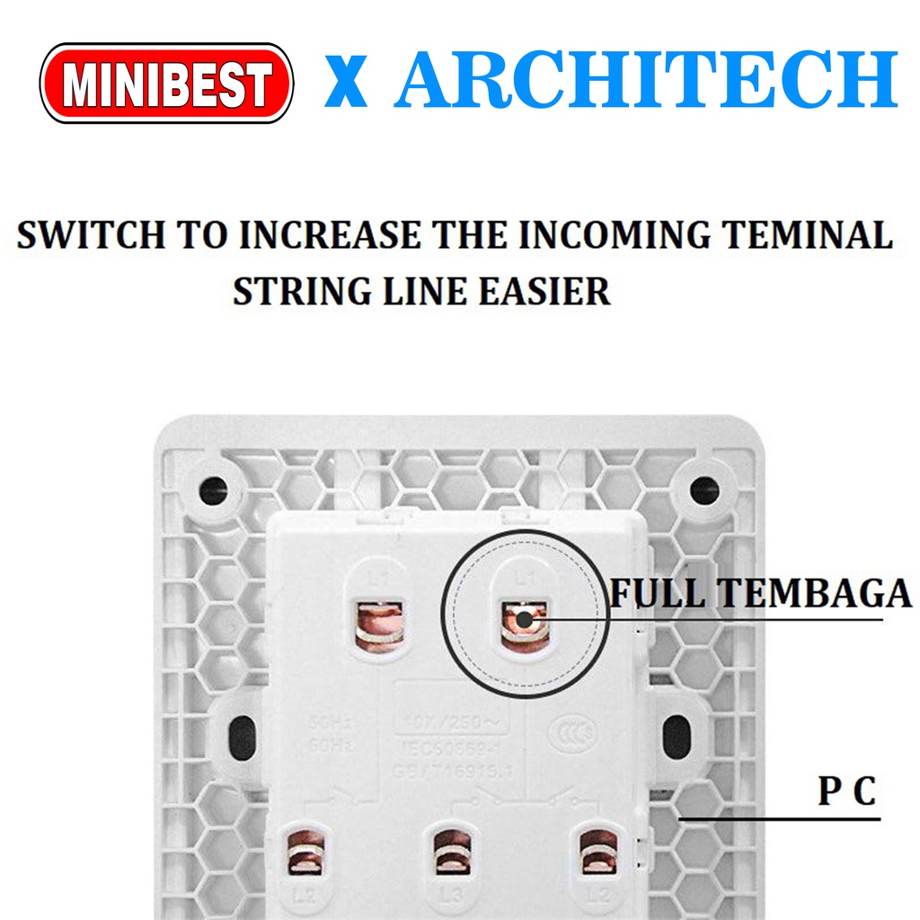 ARCHITECH STOP KONTAK SAKLAR INFINITY BROWN A63 ARCHITECH / SAKLAR RUMAH/ SAKLAR HOTEL