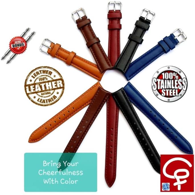 Strap Tali Jam Tangan Leather Kulit Asli Silver Buckle Alba Seiko Ac