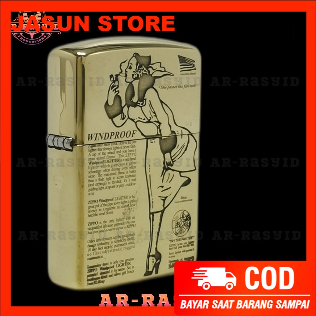 Korek Api Minyak Zippo Gold Ukir Motif Zippo Windproof 168 3962-6