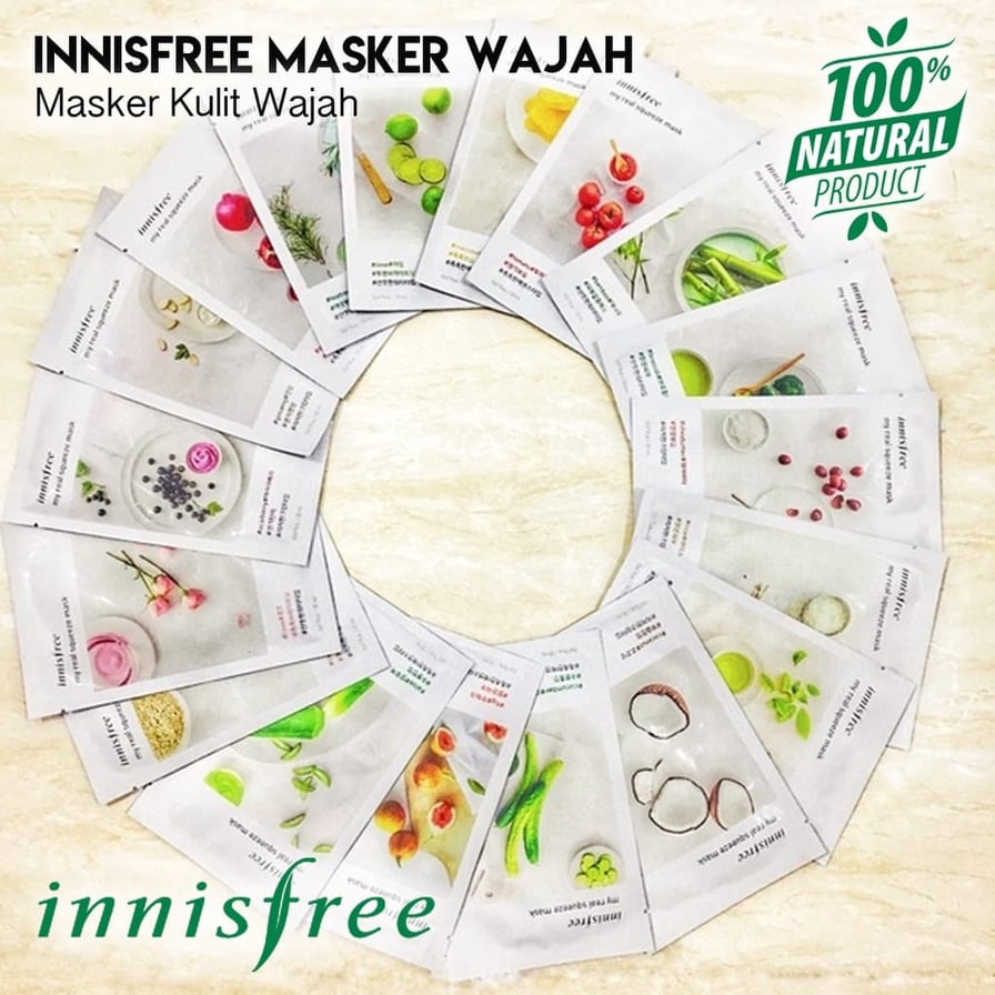 [KEMASAN BARU] INNISFREE MY REAL SQUEEZE SHEET MASK 23ml / MASKER WAJAH TOPENG INISFREE 23 ml NEW