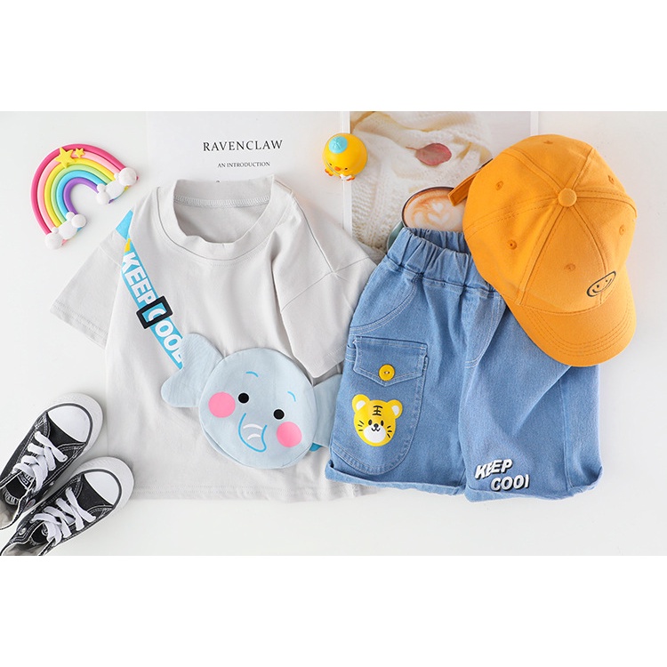 Setelan Anak Laki Laki COOL Baju Anak Set Kaos dan Celana Jeans Pendek 2 - 6 tahun Korean Style Import