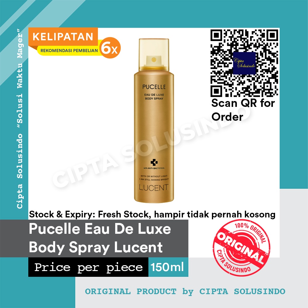 Parfum Minyak Wangi Pucelle Eau De Luxe Body Spray Lucent Kaleng 150ml