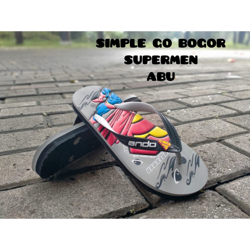 SANDAL JEPIT ANAK SD SMP MERK ANDO KARAKTER SUPERMAN  SPM 103 33-37