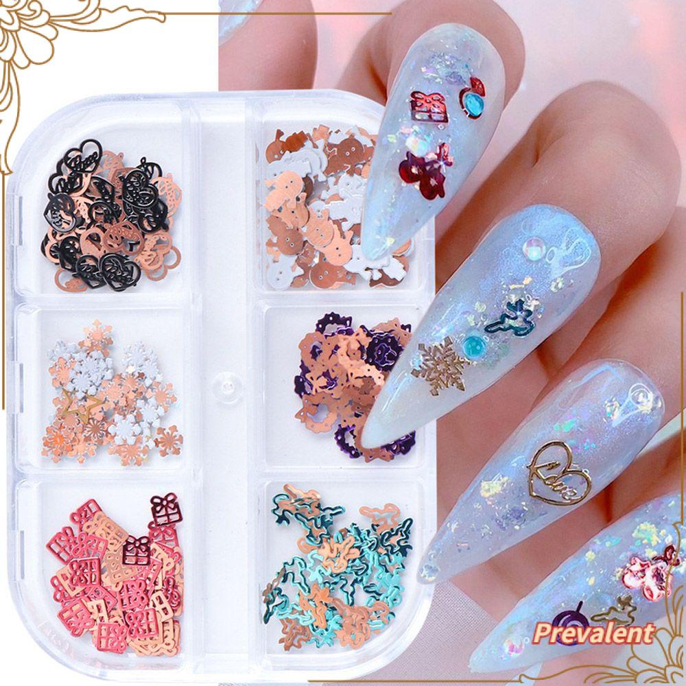Payet Metal Bentuk Campur 6 Sekat Untuk Dekorasi Nail Art