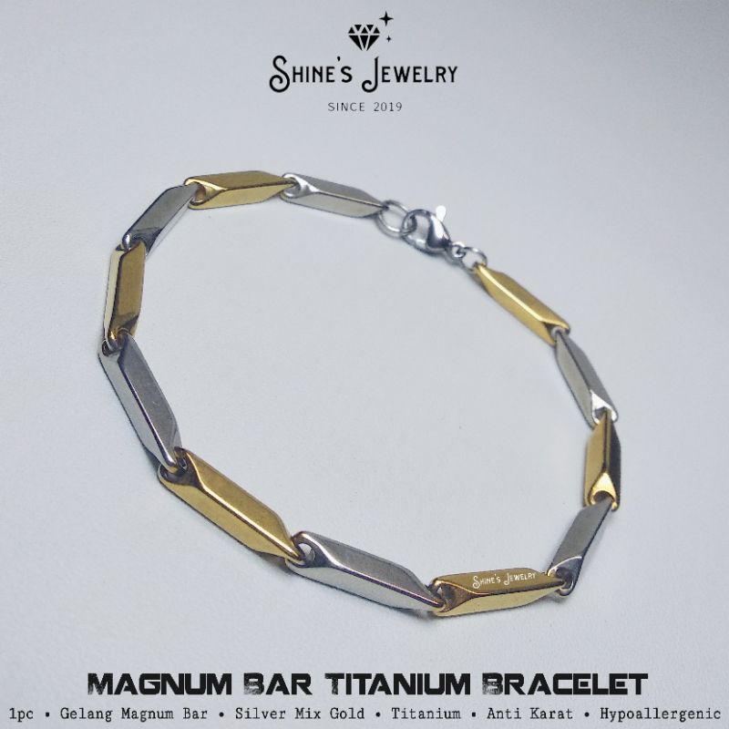 Gelang Magnum Bar Titanium Bracelet Anti Karat Hypoallergenic
