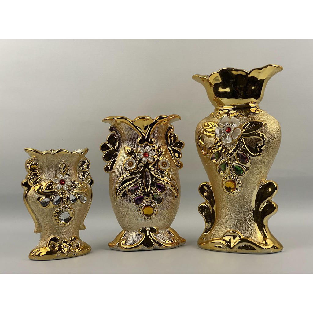 Hiasan Vase Bunga Keramik Gold/ Emas | Shopee Indonesia