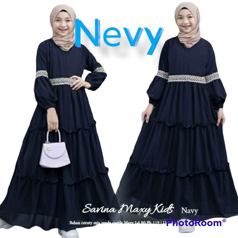 gamis anak dan tanggung 6-16 tahun bahan ceruty babydol 5 ukuran plus bunda