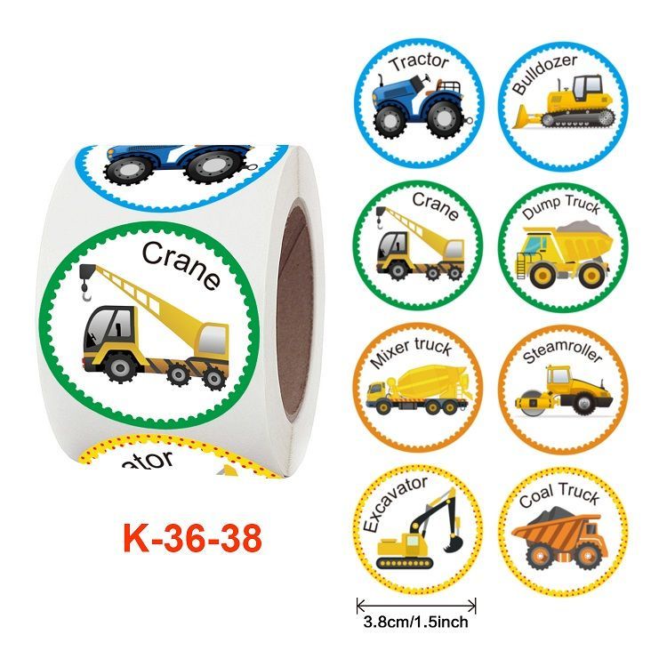 500 stiker/roll anak mainan stiker 3.8cm kereta pesawat stiker mainan mahasiswa hadiah permainan sti