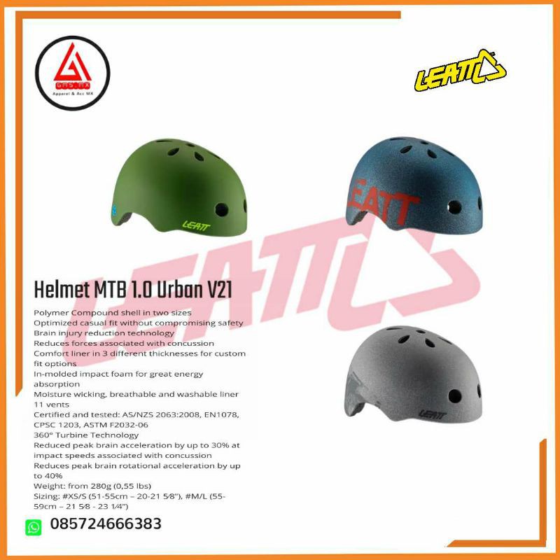 HELM MTB LEATT 1.0 URBAN, HELM SEPEDA LEATT, HELM BMX LEATT