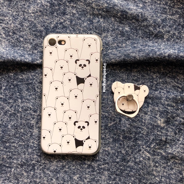 Polar Bear / Panda Character iPhone 7 Case + Free Popsocket (Preloved)