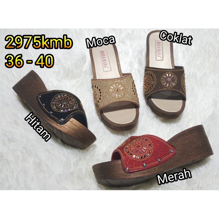 SPECIAL MURAH Wedges sendal sandal slop hak wanita cewe lebaran Bara bara karet sendal   import 2975