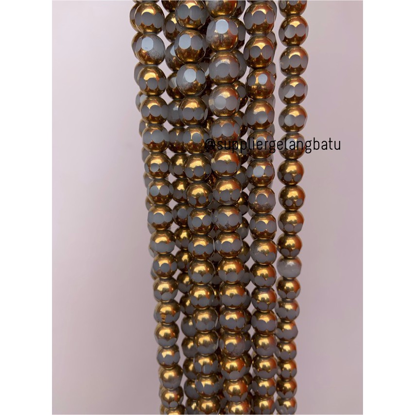 kristal BINGKAI GOLD 10mm putih susu bahan spacer gelang kalung ronce