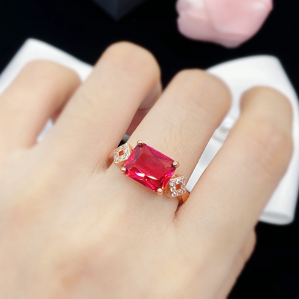 Ruby Zamrud Cincin Kristal Berlian S925 Perak Mawar Emas Perhiasan Fashion Wanita Pertunangan Pernikahan Rings