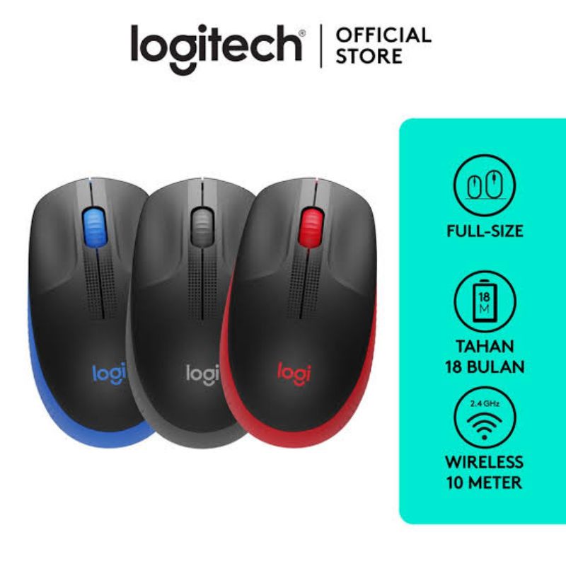 Mouse Wireless Logitech M190 - USB Wireless Full Size