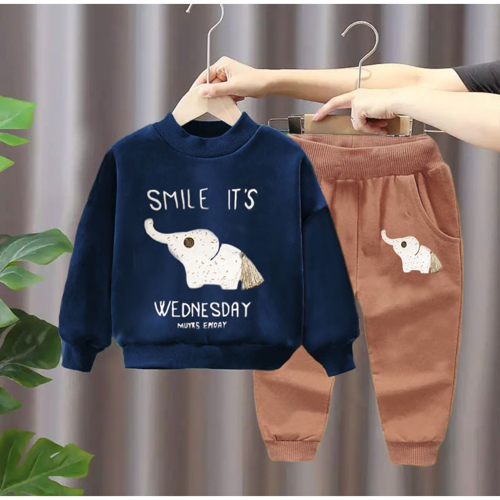 SCN STORE Setelan Anak Gajah Usia Baby - 6 Tahun // Setelan Sweater Anak // Baju Anak // Stelan Anak