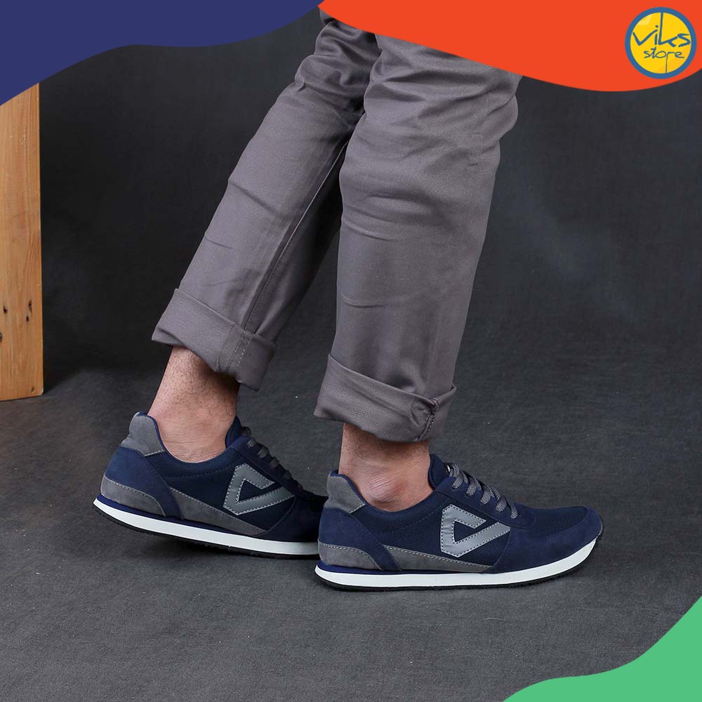 Sepatu Sneakers Tali Casual Pria Cowok Cewek Original Terbaru 2022 Premium Kuzatura Suede Mesh Biru