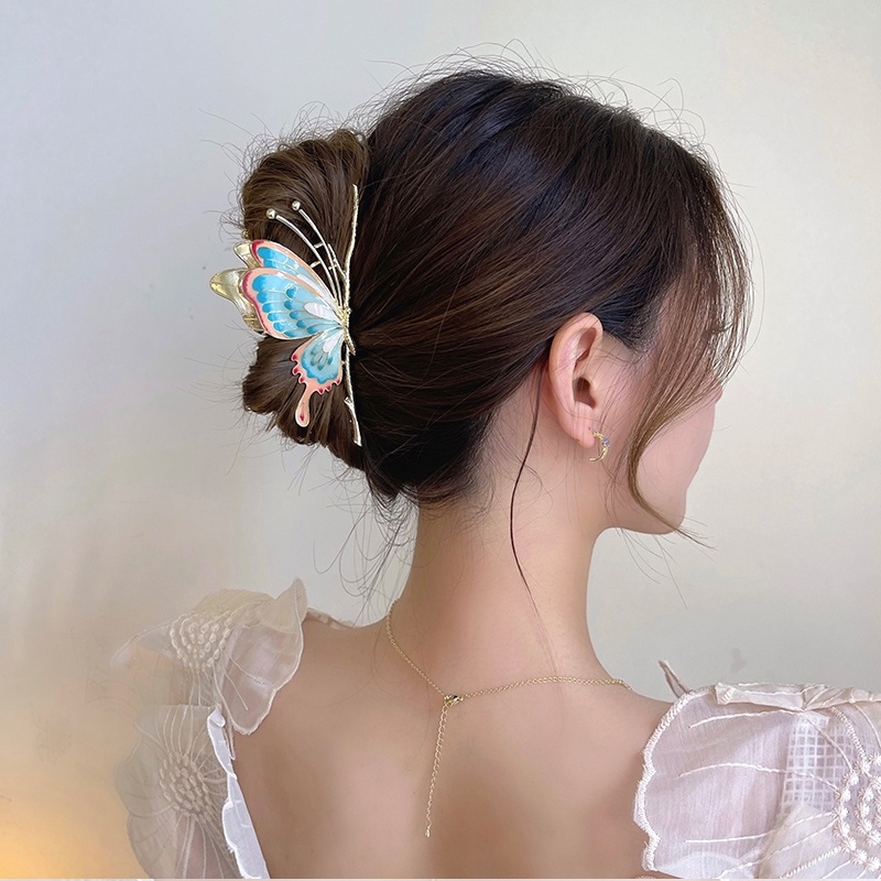 Jepit Rambut Model Cakar Desain Kupu-Kupu Hiu Gaya Antik Untuk Aksesoris Wanita