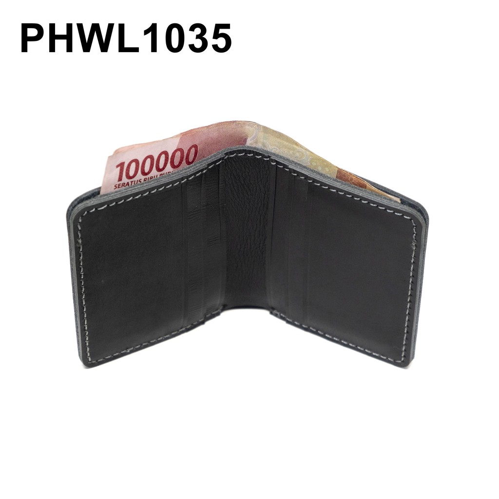 dompet pria kulit sapi asli bifold wallet card wallet hitam - PHWL1035