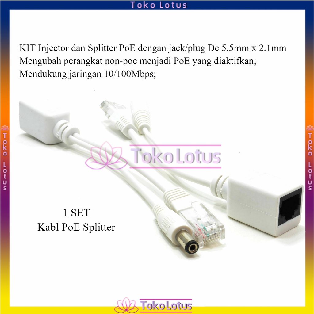 TERBARU!!! POE Splitter (SET) / KABEL POE SET White Kabel POE Injector &amp; [Bisa Bayar Ditempat]