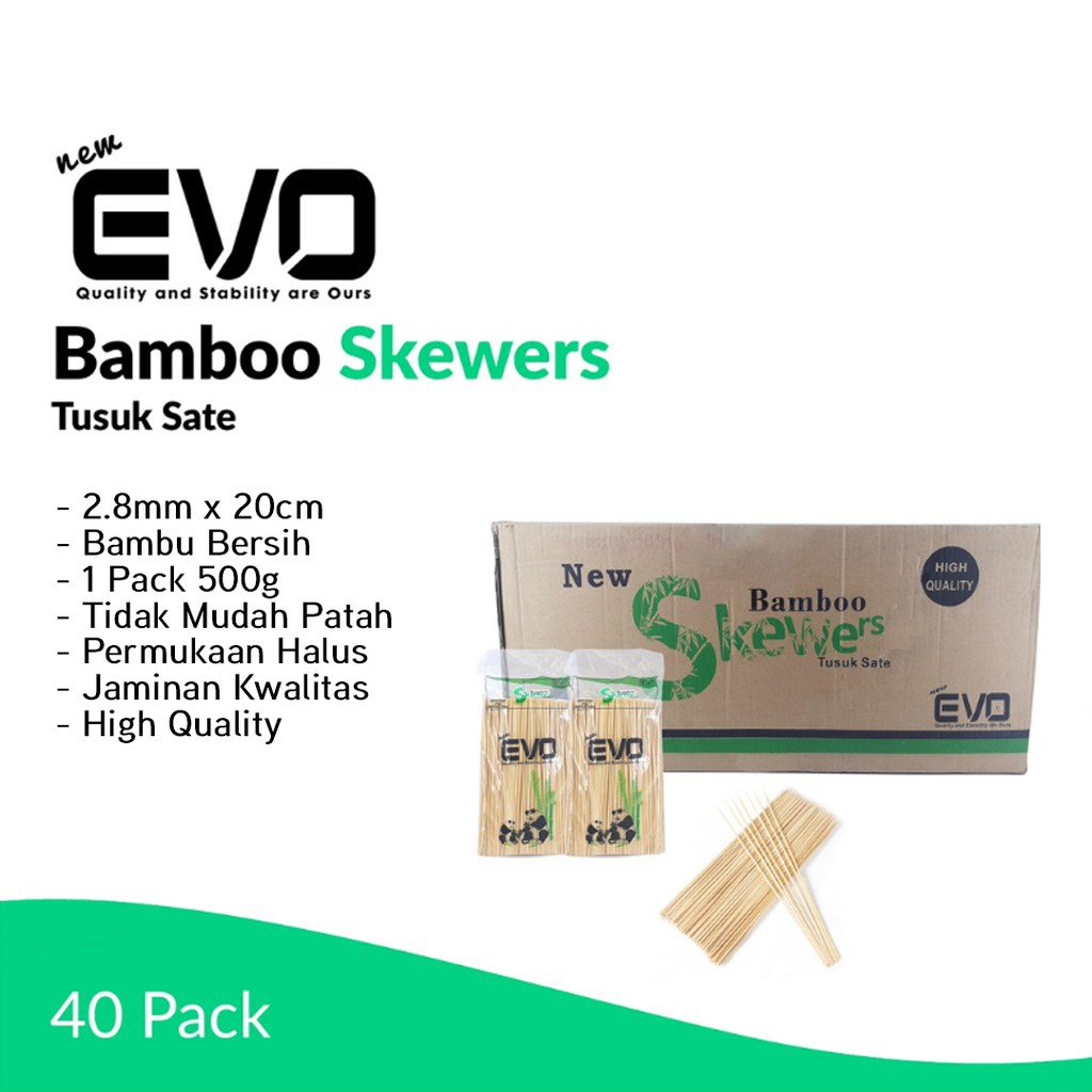 Toko Grosir [grosir] Tusuk Sate New Evo 500 Gr / 2.8mm X 20cm / 40 Pack 9Yy6m6gT9RRALm