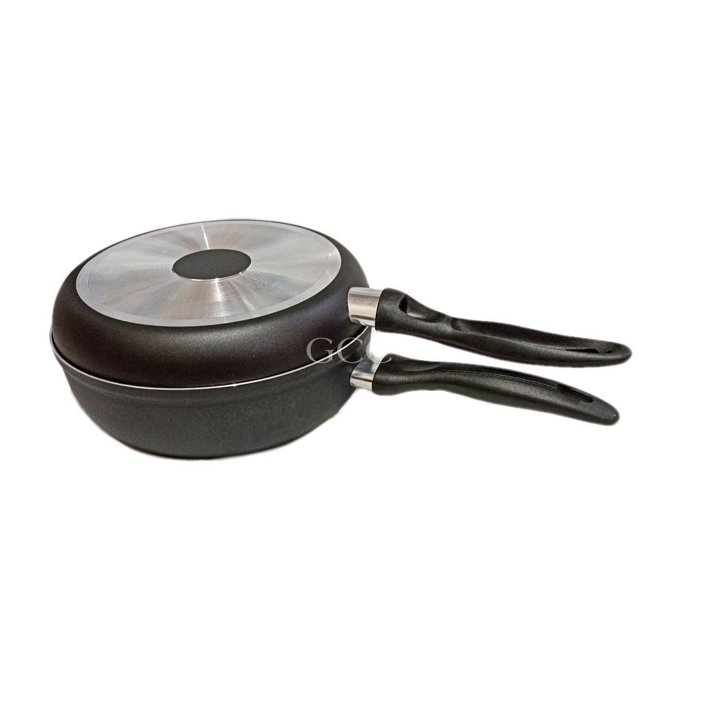 A1 Wajan Penggorengan anti lengket Set Serbaguna Fry Wok 27cm dan Fry Pan 26cm Marbel Nonstick