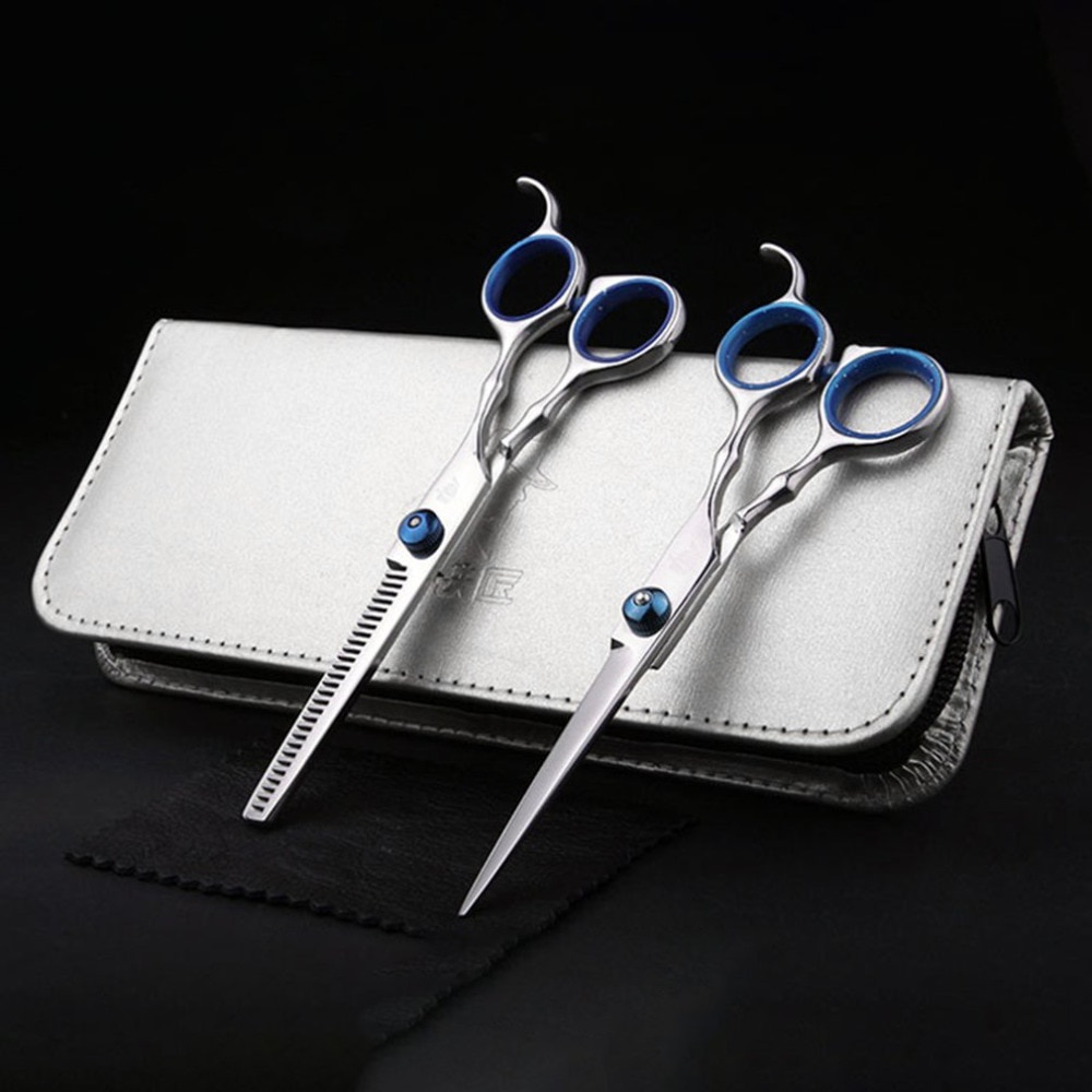 Gunting Rambut Salon PROFESIONAL, Stainless Steel salon rias Sharp Blade Professional Hair Scissors 6.0 Salon Hair Cutting Shears Barber Scissors Hair Professional Hairdressing Scissors Hair Scissors Set 6 Inch Cutting Thinning Styling Tool Salon