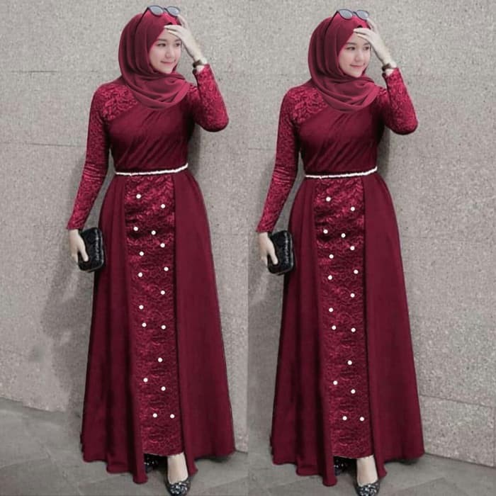 Gamis Motek Lovisa Maroon Gamis 0152 SI7 Baju Gamis Wanita Terbaru