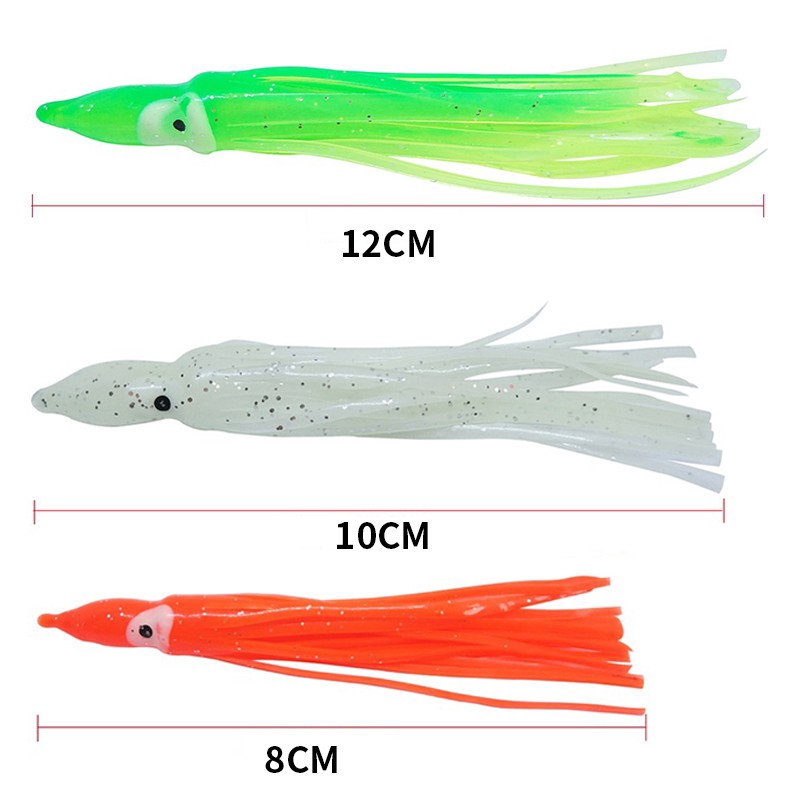 10PCS Mix Colors Alat Pancing Umpan Pancing Buatan Umpan Pancing Umpan Mancing Umpan Mancing Squid jig relix nusantara Octopus Umpan Ikan Squid lure 5cm 9cm 11cm Soft Plastic Lure Kail Pancing Alat Pancing Murah Tuna