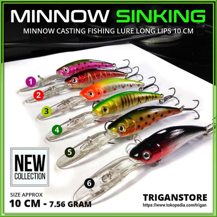 UP1604 lure pancing minnow casting sinking lure 10 cm umpan mancing minnow
