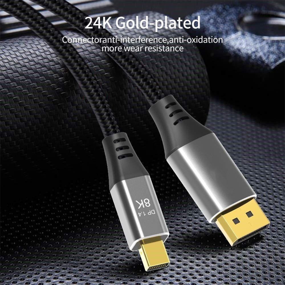 Proyektor Kabel DP to DP Mini Atas Transmisi Dua Arah MDP to DP 8K @ 60Hz 4K @ 144Hz