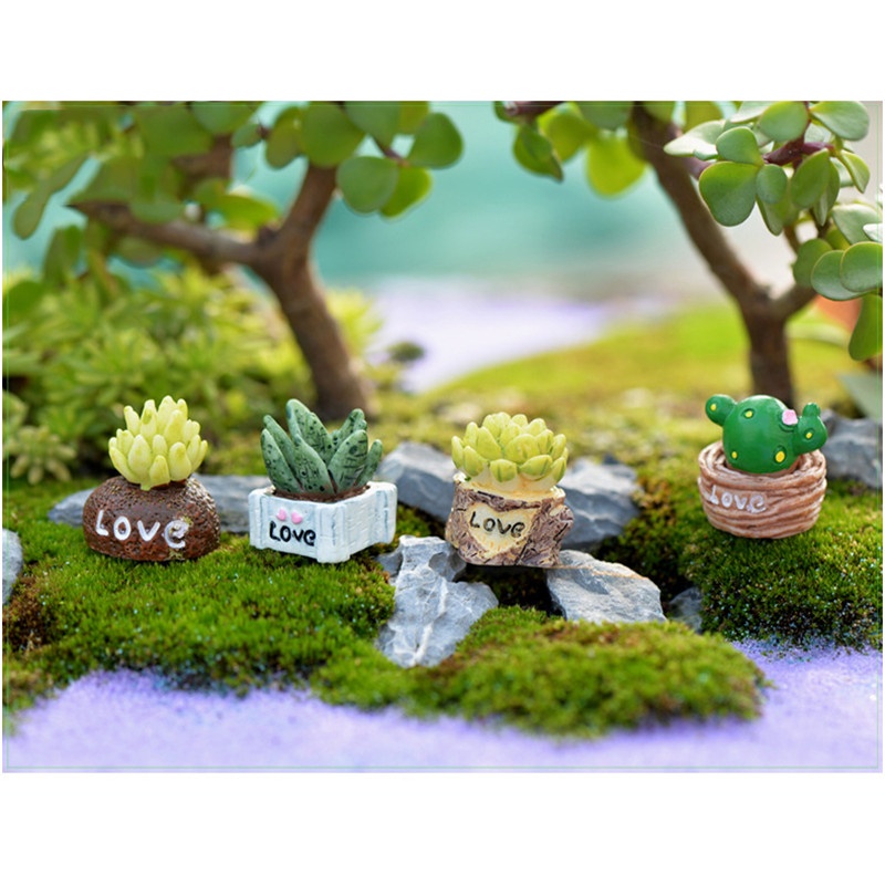 4pcs Miniatur Tanaman Terrarium Bahan Resin