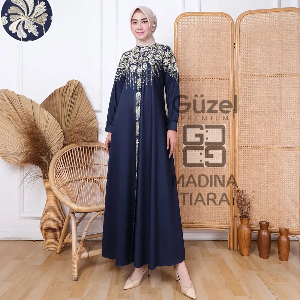 Gamis bordir payetan terbaru (Original Guzel) dengan bahan katun toyobo import /pakaian dress gamis 