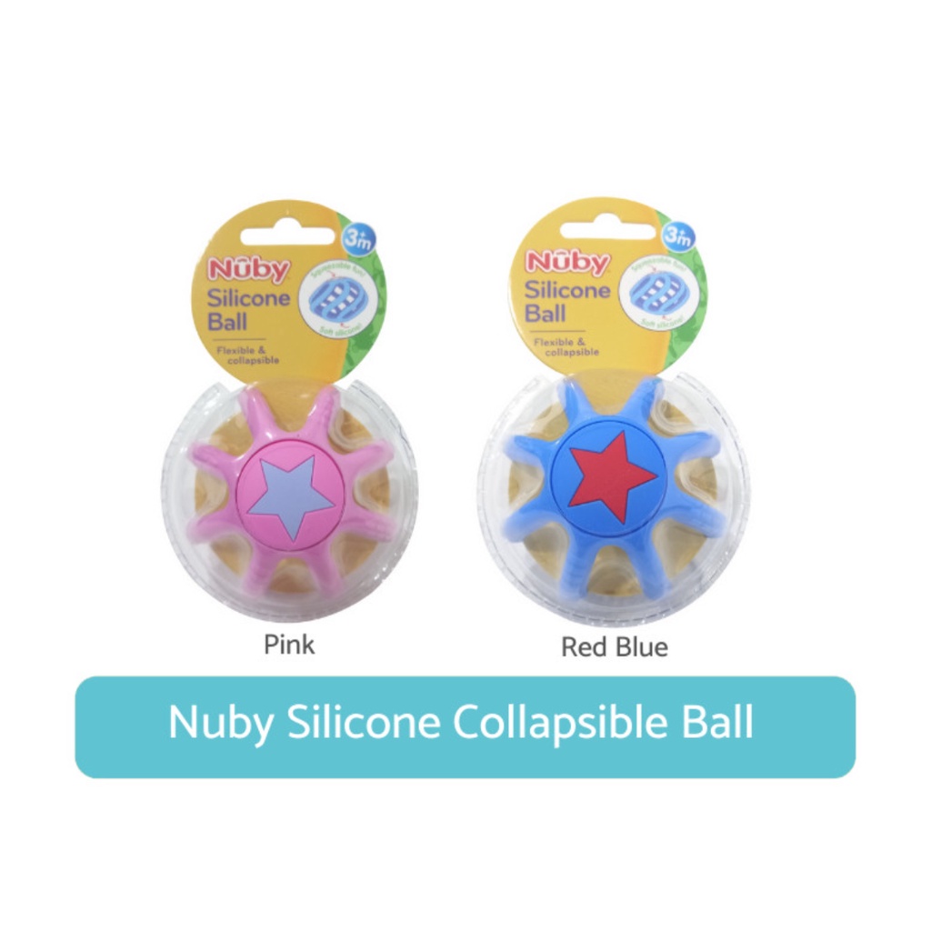 Nuby Silicone Collapsible Ball / Mainan Bola / Gigitan Bayi 3m+ (Tersedia Varian Warna)