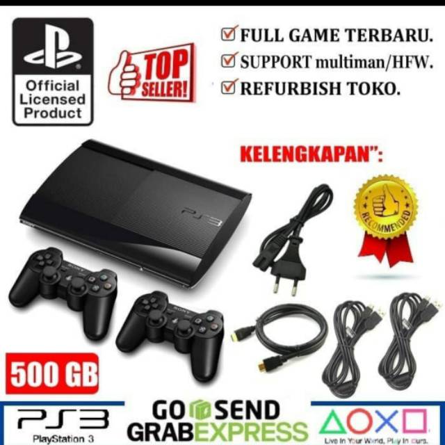 Sony Ps3 Superslim 500Gb Multiman 2 Stik Game Bola Terbaru